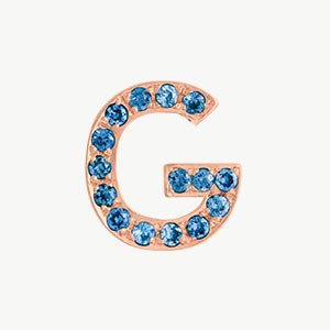 Rose Gold, Blue Diamond Letter Bead - Roxanne First