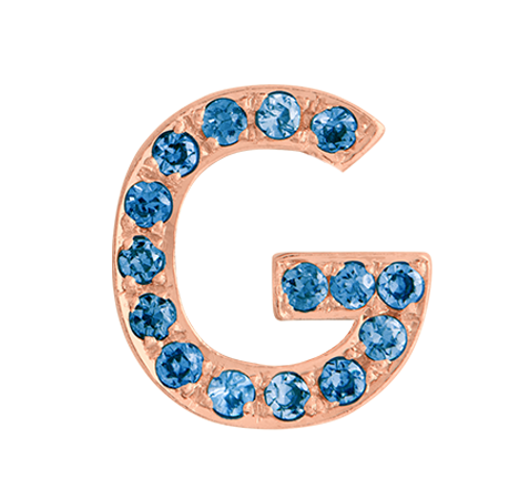 Rose Gold, Blue Diamond Letter Bead - Roxanne First