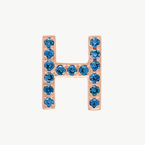 Rose Gold, Blue Diamond Letter Bead - Roxanne First