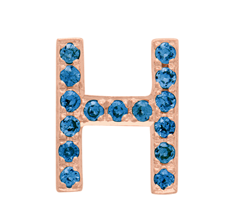 Rose Gold, Blue Diamond Letter Bead - Roxanne First