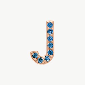 Rose Gold, Blue Diamond Letter Bead - Roxanne First