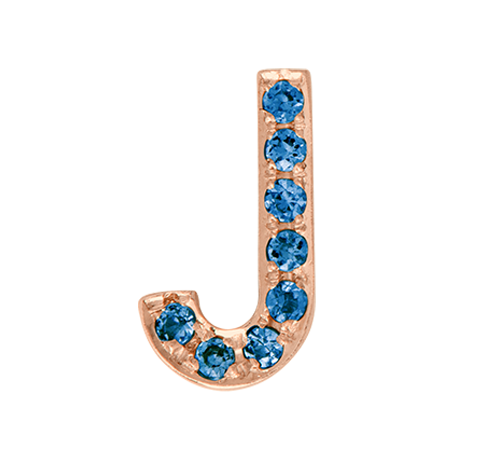 Rose Gold, Blue Diamond Letter Bead - Roxanne First