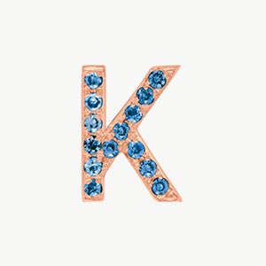 Rose Gold, Blue Diamond Letter Bead - Roxanne First