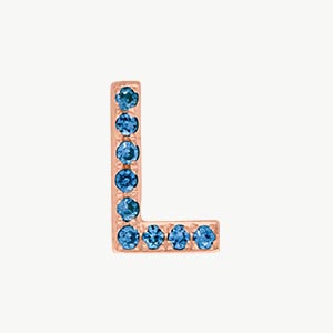 Rose Gold, Blue Diamond Letter Bead - Roxanne First