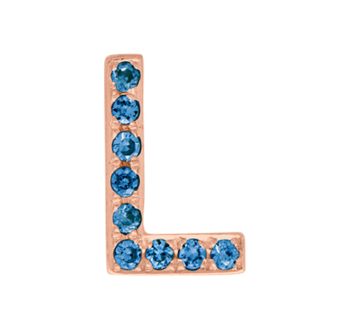 Rose Gold, Blue Diamond Letter Bead - Roxanne First