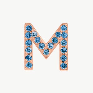 Rose Gold, Blue Diamond Letter Bead - Roxanne First