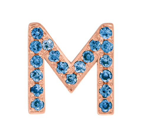 Rose Gold, Blue Diamond Letter Bead - Roxanne First