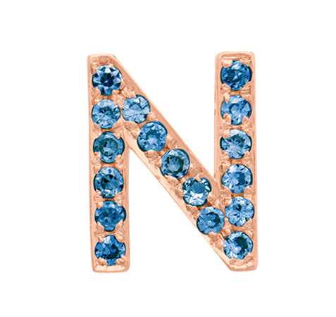 Rose Gold, Blue Diamond Letter Bead - Roxanne First