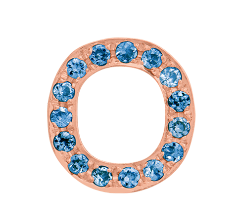 Rose Gold, Blue Diamond Letter Bead - Roxanne First