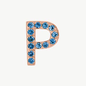 Rose Gold, Blue Diamond Letter Bead - Roxanne First