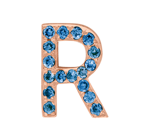 Rose Gold, Blue Diamond Letter Bead - Roxanne First