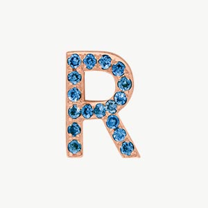 Rose Gold, Blue Diamond Letter Bead - Roxanne First