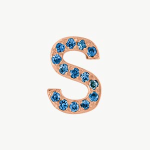 Rose Gold, Blue Diamond Letter Bead - Roxanne First