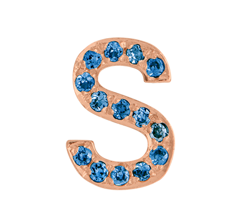 Rose Gold, Blue Diamond Letter Bead - Roxanne First