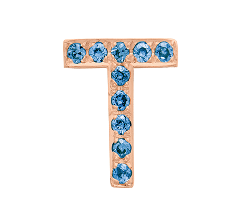 Rose Gold, Blue Diamond Letter Bead - Roxanne First