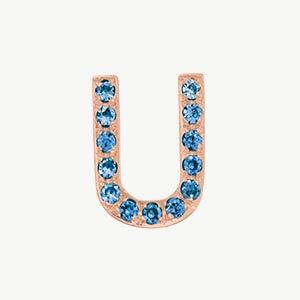 Rose Gold, Blue Diamond Letter Bead - Roxanne First