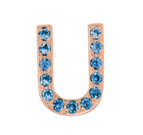 Rose Gold, Blue Diamond Letter Bead - Roxanne First