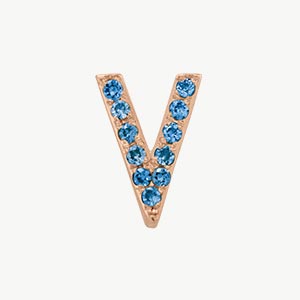 Rose Gold, Blue Diamond Letter Bead - Roxanne First