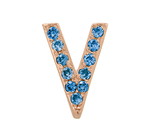 Rose Gold, Blue Diamond Letter Bead - Roxanne First