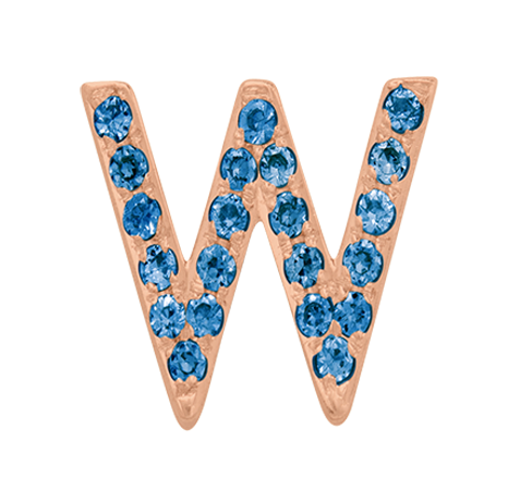 Rose Gold, Blue Diamond Letter Bead