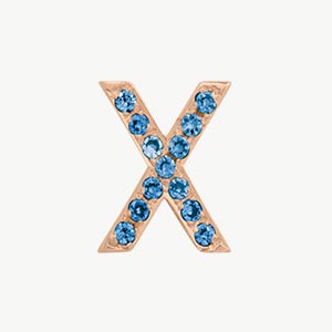 Rose Gold, Blue Diamond Letter Bead - Roxanne First