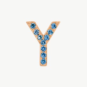 Rose Gold, Blue Diamond Letter Bead - Roxanne First