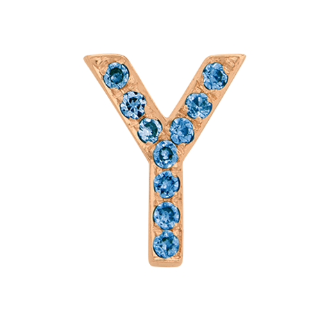 Rose Gold, Blue Diamond Letter Bead