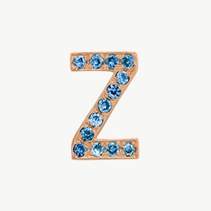 Rose Gold, Blue Diamond Letter Bead - Roxanne First