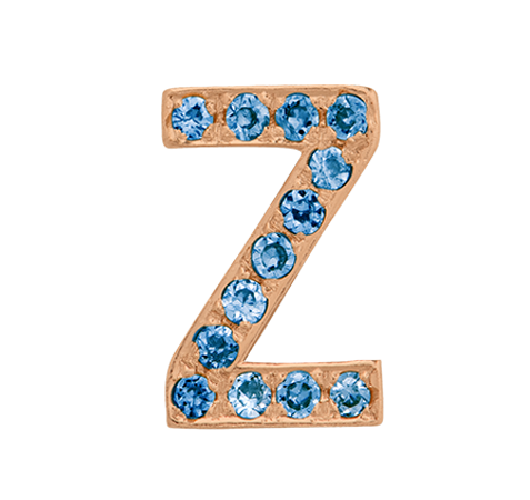 Rose Gold, Blue Diamond Letter Bead