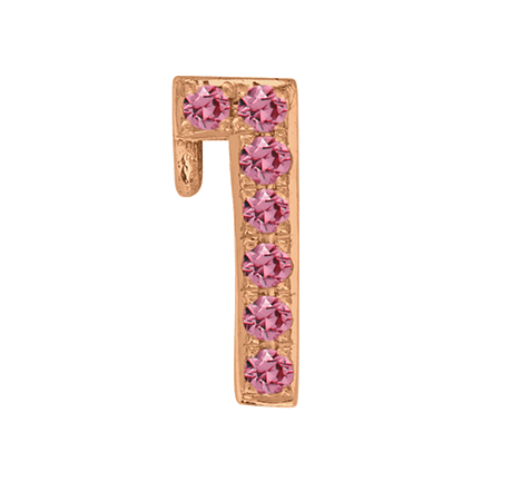 Rose Gold, Pink Sapphire Number Bead - Roxanne First