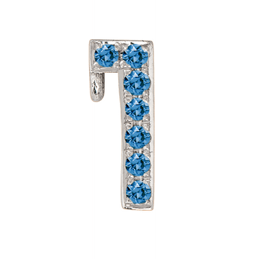 White Gold, Blue Diamond Number Bead - Roxanne First