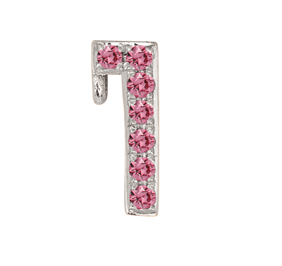 White Gold, Pink Sapphire Number Bead - Roxanne First