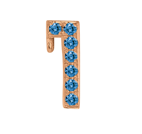 Rose Gold, Blue Diamond Number Bead - Roxanne First