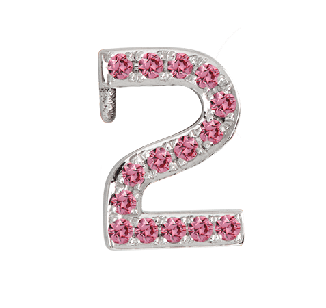 White Gold, Pink Sapphire Number Bead - Roxanne First