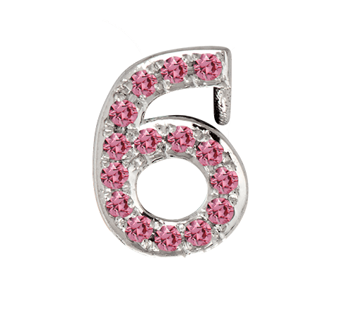 White Gold, Pink Sapphire Number Bead - Roxanne First