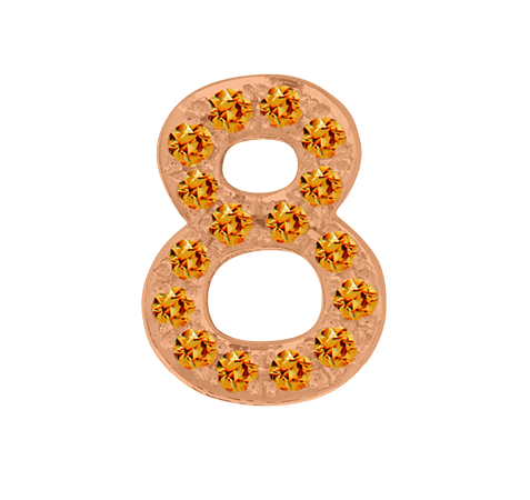 Rose Gold, Orange Sapphire Number Bead - Roxanne First