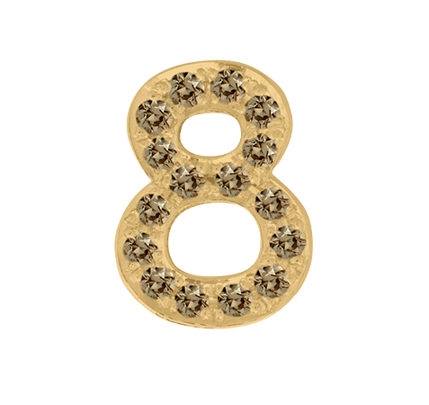 Yellow Gold, Brown Diamond Number Bead - Roxanne First