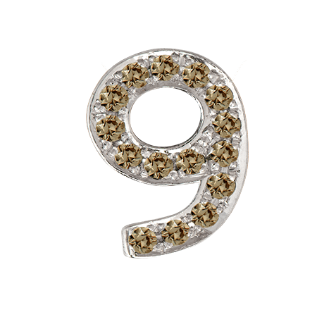 White Gold, Brown Diamond Number Bead - Roxanne First