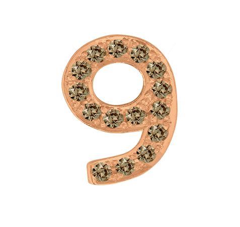 Rose Gold, Brown Diamond Number Bead - Roxanne First