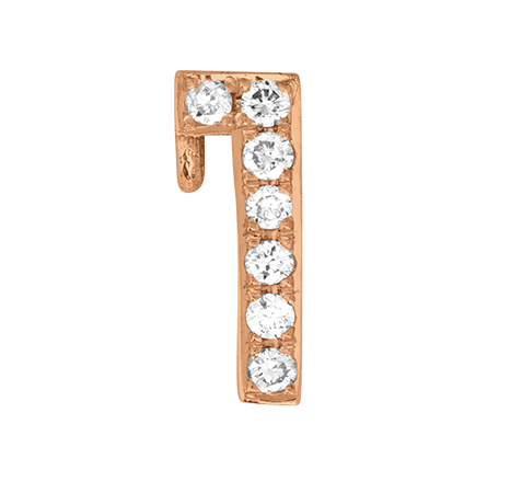 Rose Gold, White Diamond Number Bead - Roxanne First