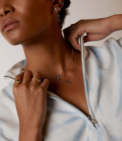 Micro Diamond Moon Necklace - Roxanne First