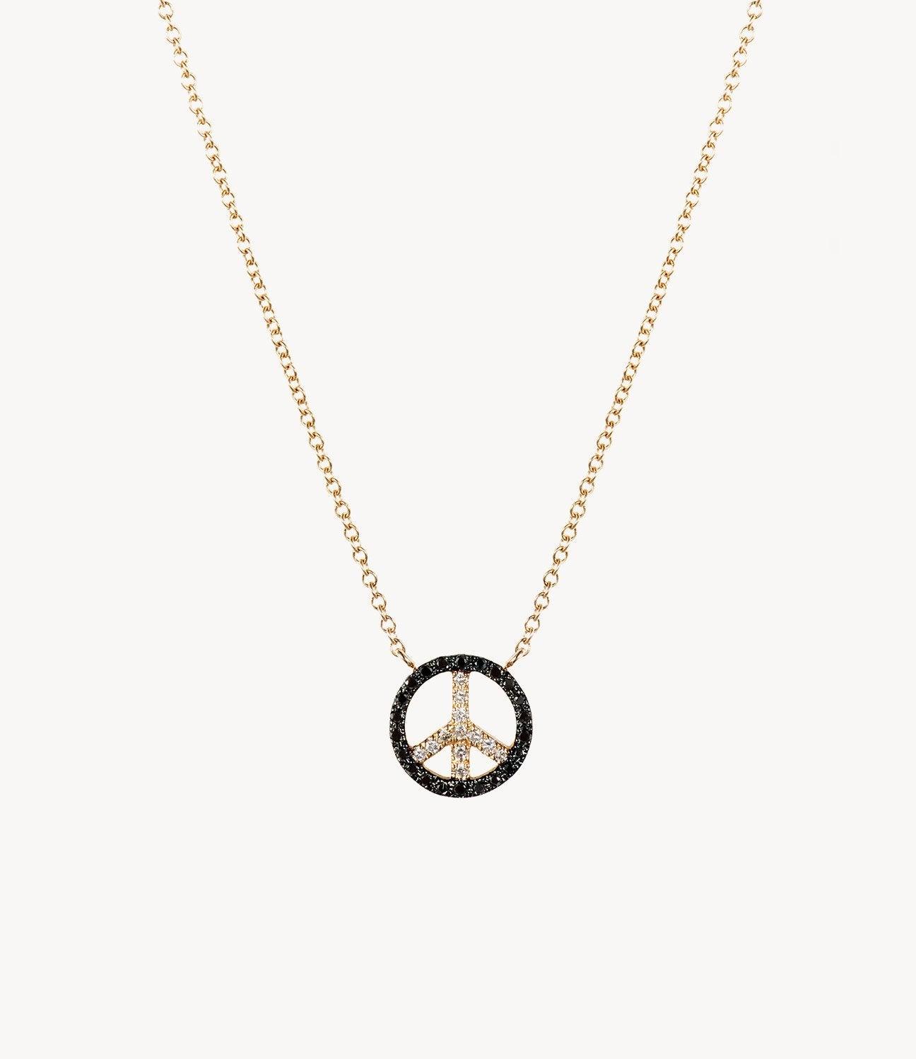 Mini Black Diamond Peace Necklace - Roxanne First