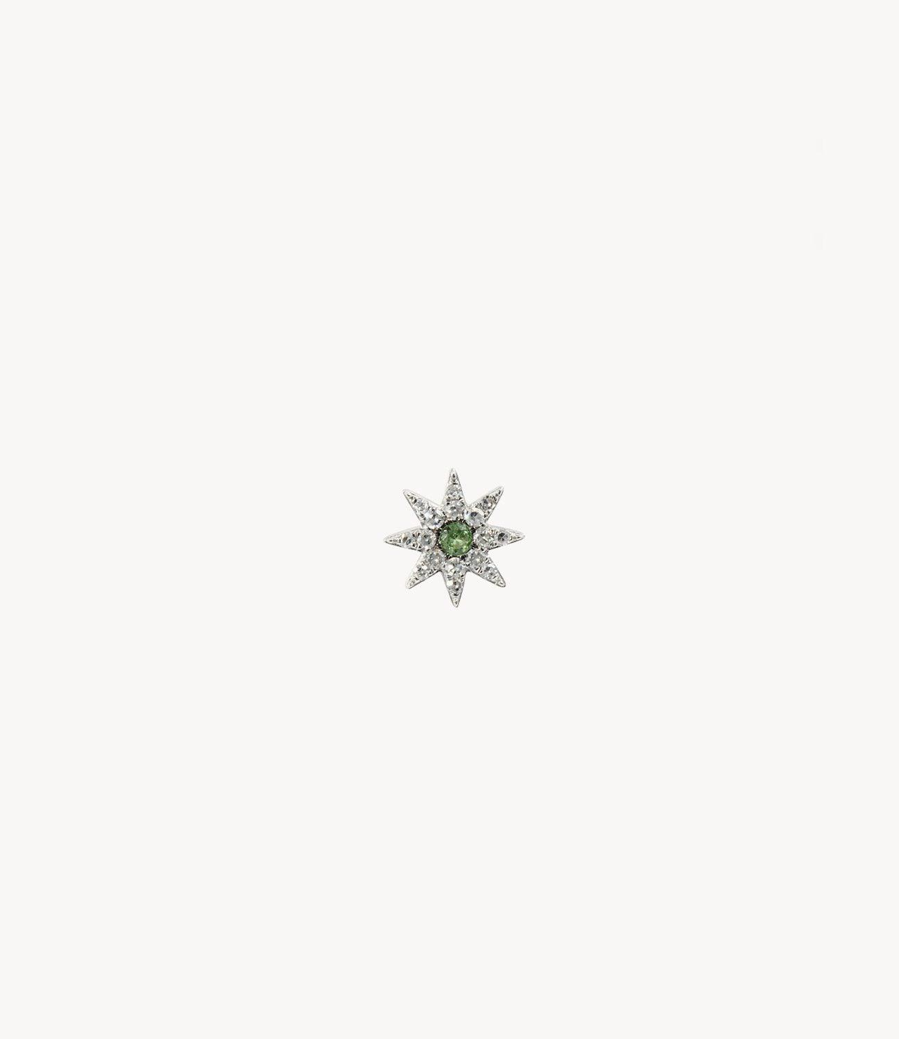 Diamond and Green Garnet Cosmic Star Stud - Roxanne First
