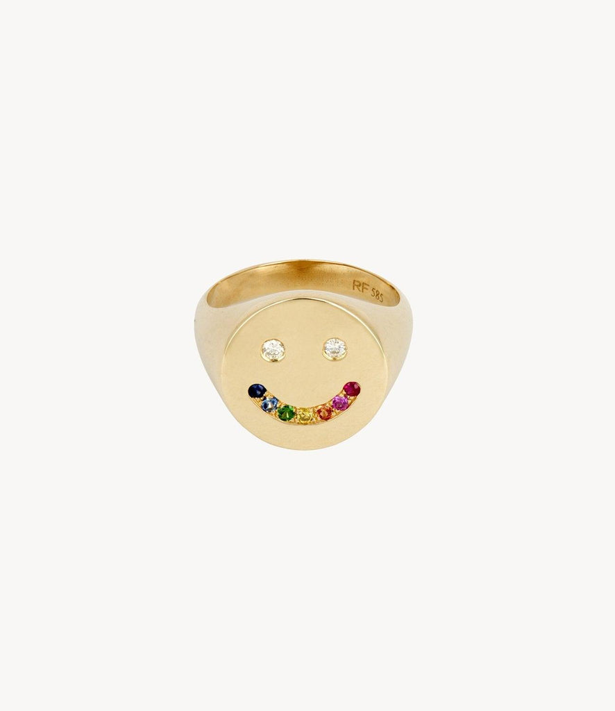 Smiley face deals signet ring gold