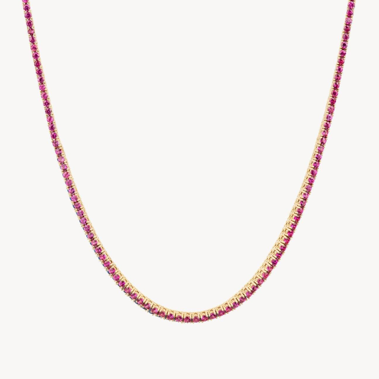 Pink Sapphire Tennis Necklace - Roxanne First