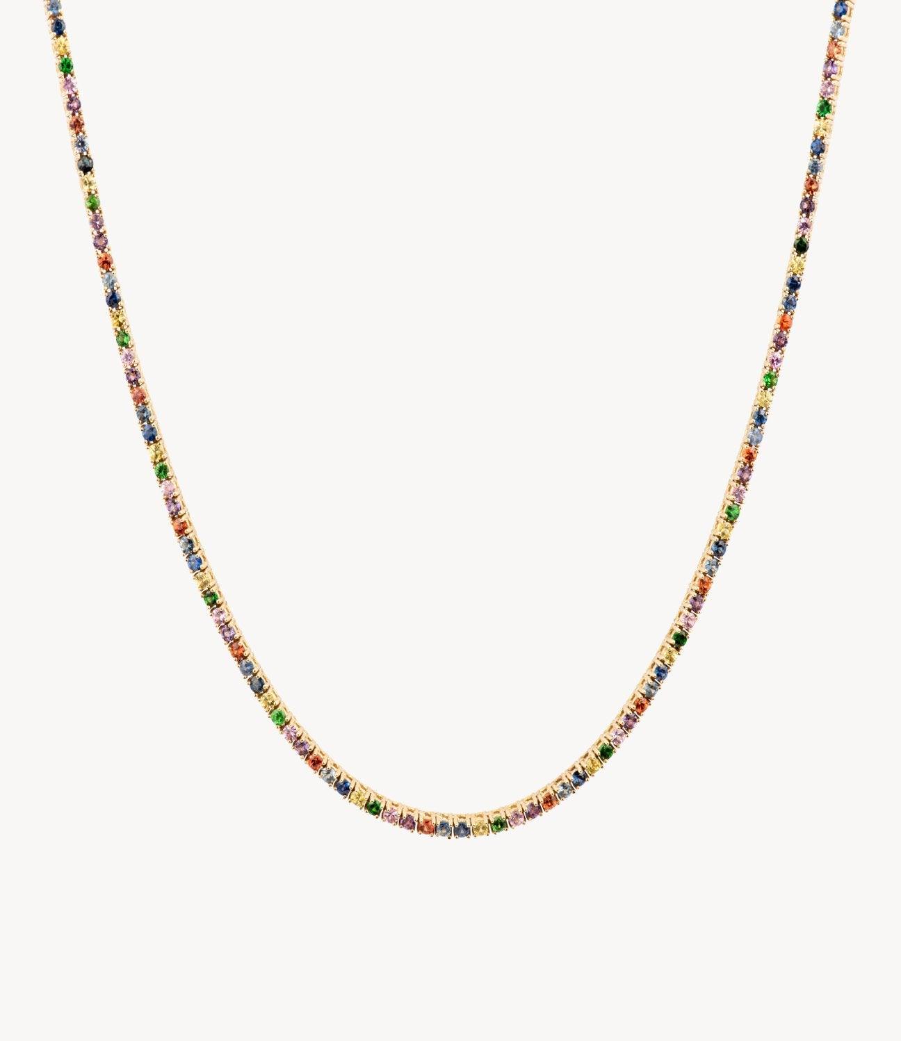 Rainbow Sapphire Tennis Necklace - 14ct Solid Gold – Roxanne First