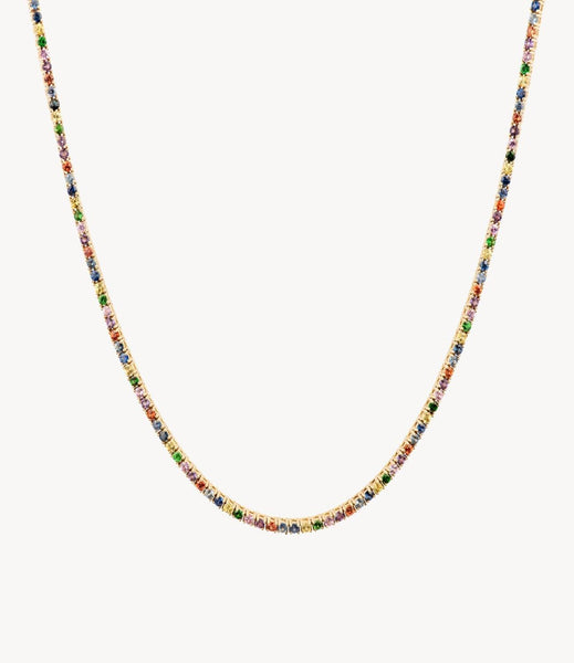 Rainbow Rhinestone Necklace, Rainbow Tennis Necklace