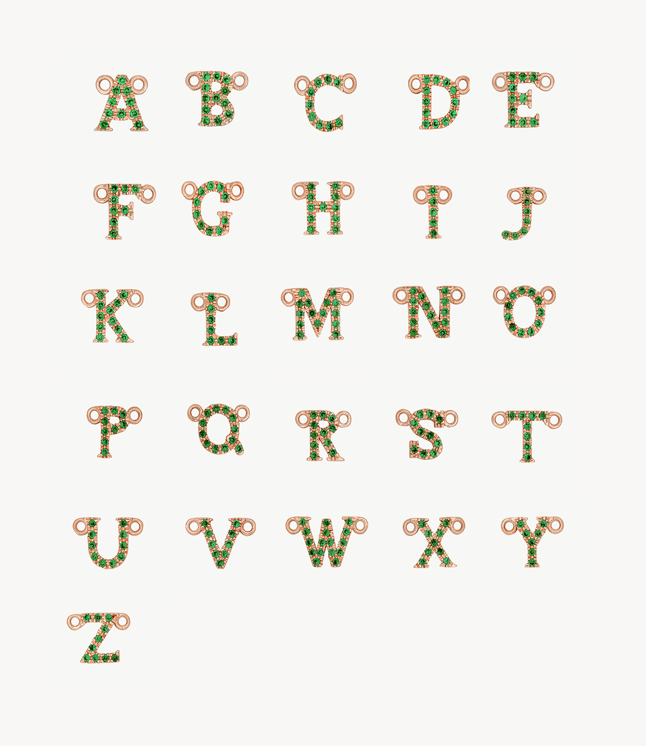 Yellow Gold, Green Garnet Letter - Roxanne First