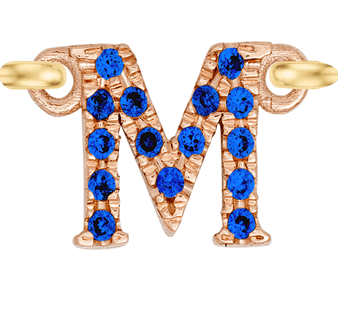 Rose Gold, Blue Sapphire Letter - Roxanne First