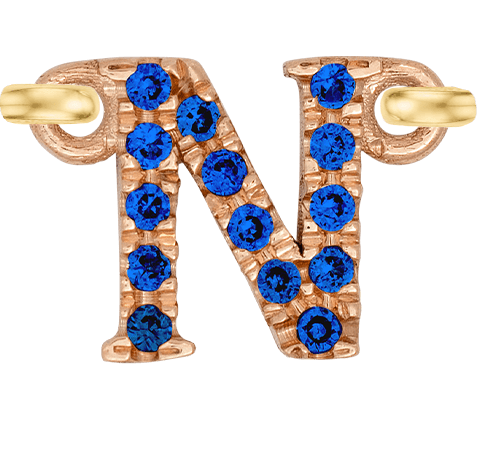 Rose Gold, Blue Sapphire Letter - Roxanne First